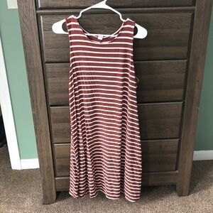 Old Navy Striped Brown and White Midi Dress
